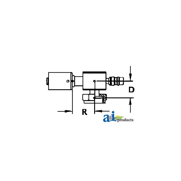 Steel 90 Degree Female Tube-O w/ R134A Service Port Fitting 4 x2 x4